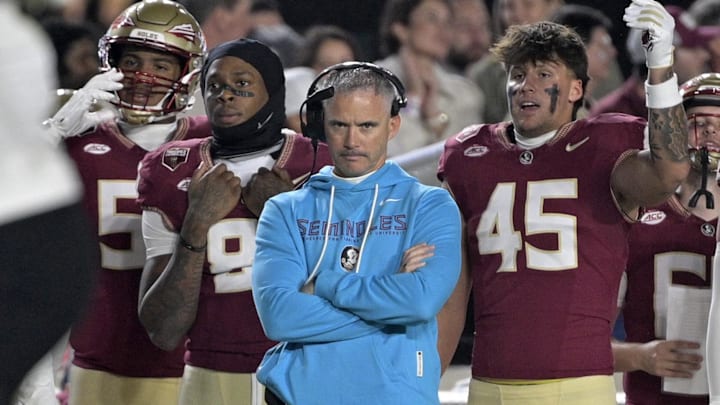 Nov 1, 2025; Tallahassee, Florida, USA; Florida State Seminoles head coach Mike Norvell during the first quarter against the Wake Forest Demon Deacons at Doak S. Campbell Stadium. Mandatory Credit: Melina Myers-Imagn Images Nov 1, 2025; Tallahassee, Florida, USA; Florida State Seminoles head coach Mike Norvell during the first quarter against the Wake Forest Demon Deacons at Doak S. Campbell Stadium. Mandatory Credit: Melina Myers-Imagn Images