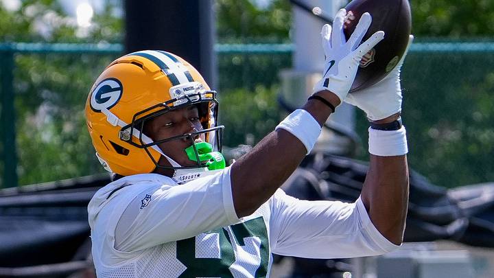 Green Bay Packers receiver J. Michael Sturdivant catches a pass at training camp. Green Bay Packers receiver J. Michael Sturdivant catches a pass at training camp.