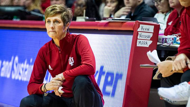 Indiana Head Coach Teri Moren watches her team on offense during the second half of the Indiana versus Illinois women's basketball game at Simon Skjodt Assembly Hall on Sunday, Dec. 4, 2022.

Iu Ill Wbb 2h Teri Moren