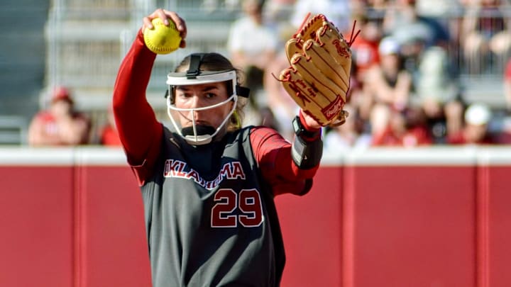 Oklahoma pitcher Sydney Berzon throws against Sam Houston.