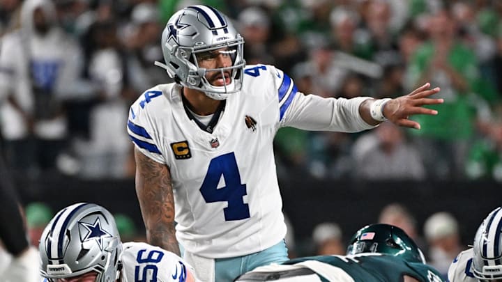 Dallas Cowboys quarterback Dak Prescott against the Philadelphia Eagles at Lincoln Financial Field. Dallas Cowboys quarterback Dak Prescott against the Philadelphia Eagles at Lincoln Financial Field.