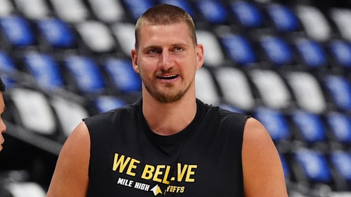 Denver Nuggets center Nikola Jokic (15) before the game against the LA Clippers.