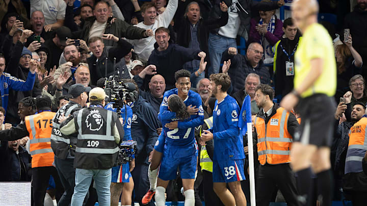 Estevao celebrates Chelsea's winner against Liverpool. Estevao celebrates Chelsea's winner against Liverpool.