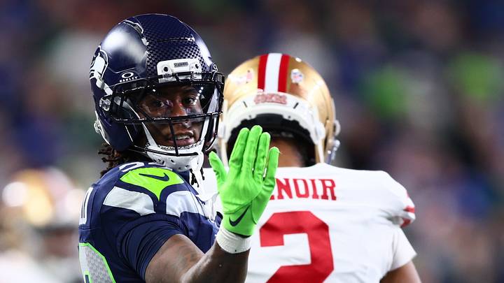 Jan 17, 2026; Seattle, WA, USA; Seattle Seahawks wide receiver Rashid Shaheed (22) reads after a first down reception against the San Francisco 49ers during the first half in an NFC Divisional Round game at Lumen Field. Mandatory Credit: Kevin Ng-Imagn Images Jan 17, 2026; Seattle, WA, USA; Seattle Seahawks wide receiver Rashid Shaheed (22) reads after a first down reception against the San Francisco 49ers during the first half in an NFC Divisional Round game at Lumen Field. Mandatory Credit: Kevin Ng-Imagn Images