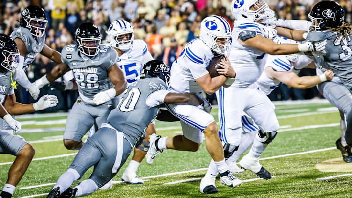 BYU quarterback Bear Bachmeier against Colorado BYU quarterback Bear Bachmeier against Colorado