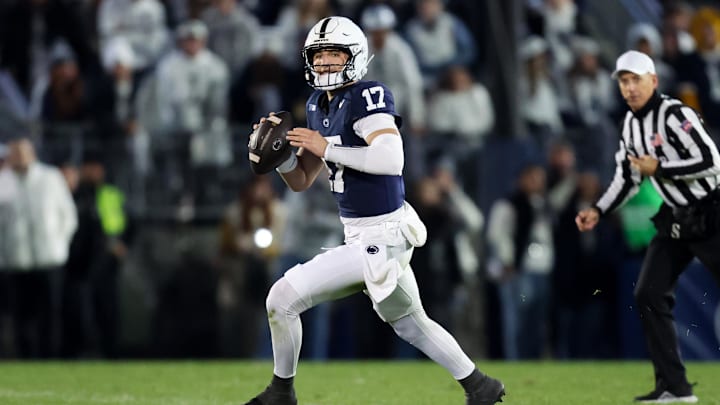 Penn State Nittany Lions quarterback Ethan Grunkemeyer runs with the ball during the second quarter against the Nebraska Cornhuskers at Beaver Stadium. Penn State Nittany Lions quarterback Ethan Grunkemeyer runs with the ball during the second quarter against the Nebraska Cornhuskers at Beaver Stadium.