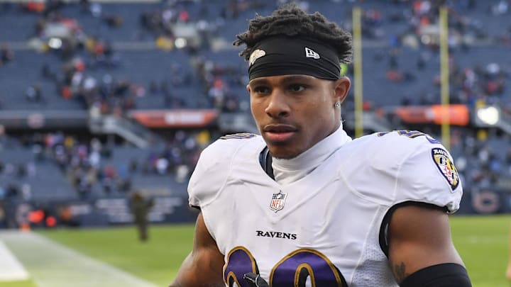 Baltimore Ravens safety Ar'Darius Washington leaves the field after the game against the Chicago Bears.