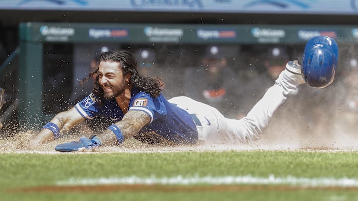 Aug 24, 2025; Detroit, Michigan, USA; Kansas City Royals second base Jonathan India (6) slides into home base during the sixth inning against the Detroit Tigers at Comerica Park. Mandatory Credit: Brian Bradshaw Sevald-Imagn Images Aug 24, 2025; Detroit, Michigan, USA; Kansas City Royals second base Jonathan India (6) slides into home base during the sixth inning against the Detroit Tigers at Comerica Park. Mandatory Credit: Brian Bradshaw Sevald-Imagn Images