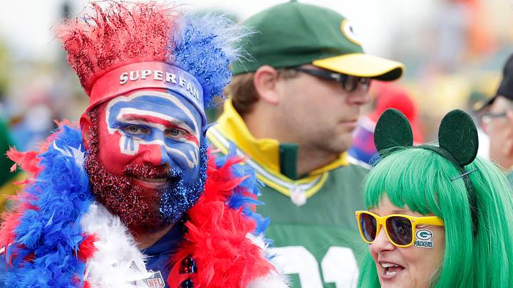 Packers and Bills super fans gather outside Lambeau Field on Sunday, September 30, 2018 in Green Bay, Wis. Packers and Bills super fans gather outside Lambeau Field on Sunday, September 30, 2018 in Green Bay, Wis.