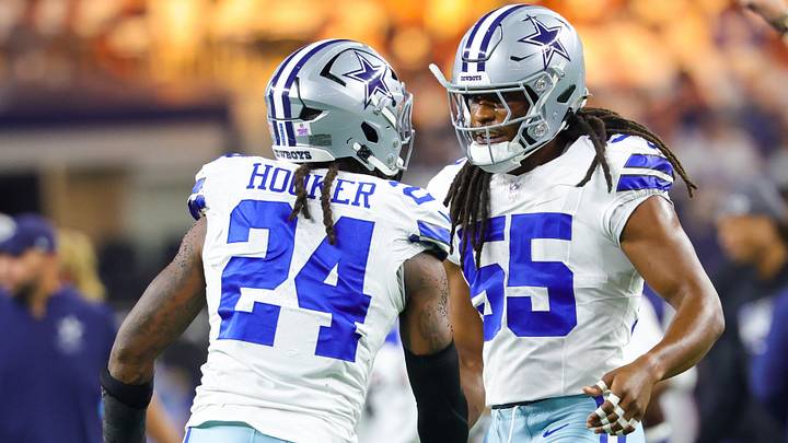 Dallas Cowboys linebacker Jaishawn Barham (55) and Dallas Cowboys safety Malik Hooker (24) before the game against the Tampa Bay Buccaneers at AT&T Stadium. Mandatory Credit: Kevin Jairaj-Imagn Images Dallas Cowboys linebacker Jaishawn Barham (55) and Dallas Cowboys safety Malik Hooker (24) before the game against the Tampa Bay Buccaneers at AT&T Stadium. Mandatory Credit: Kevin Jairaj-Imagn Images