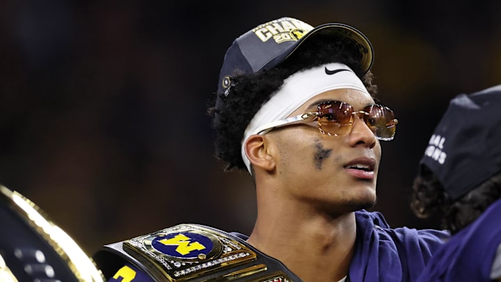 Jan 8, 2024; Houston, TX, USA; Michigan Wolverines defensive back Will Johnson (2) celebrates after winning 2024 College Football Playoff national championship game against the Washington Huskies at NRG Stadium. Mandatory Credit: Thomas Shea-Imagn Images Jan 8, 2024; Houston, TX, USA; Michigan Wolverines defensive back Will Johnson (2) celebrates after winning 2024 College Football Playoff national championship game against the Washington Huskies at NRG Stadium. Mandatory Credit: Thomas Shea-Imagn Images