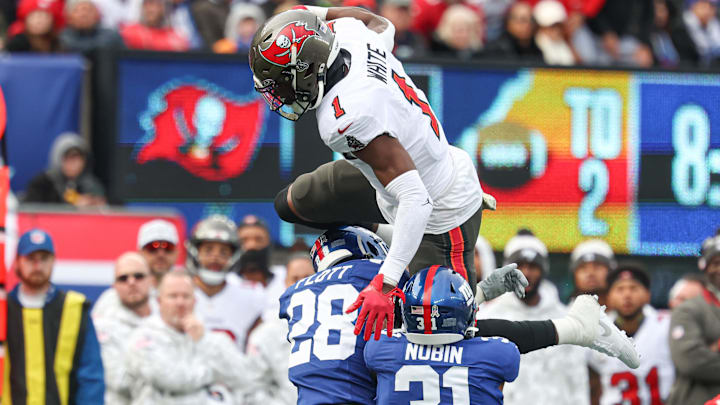 Three new teams have been mentioned as potential landing spots for Rachaad White if the Tampa Bay Buccaneers trade him. (Mandatory Credit: Vincent Carchietta-Imagn Images)