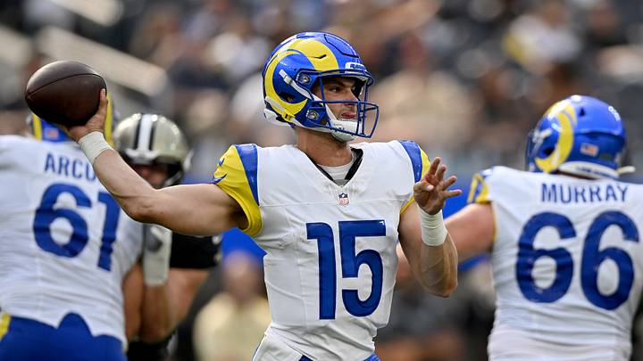 Aug 22, 2026; Inglewood, California, USA; Los Angeles Rams quarterback Ty Simpson (15) throws pass during the fourth quarter against the New Orleans Saints at SoFi Stadium. Mandatory Credit: Griffin Hooper-Imagn Images Aug 22, 2026; Inglewood, California, USA; Los Angeles Rams quarterback Ty Simpson (15) throws pass during the fourth quarter against the New Orleans Saints at SoFi Stadium. Mandatory Credit: Griffin Hooper-Imagn Images