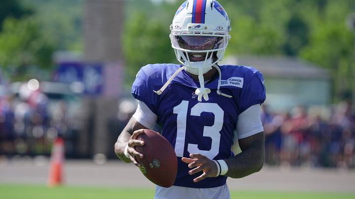 Bills Skyler Bell on the field during Buffalo Bills training camp.