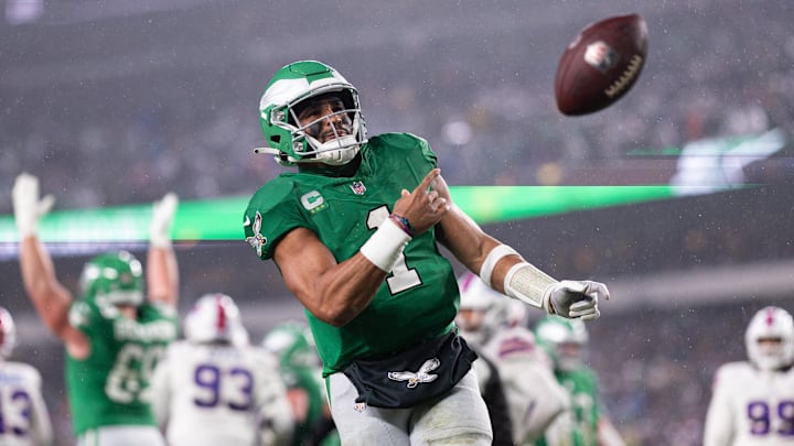 Nov 26, 2023; Philadelphia, Pennsylvania, USA; Philadelphia Eagles quarterback Jalen Hurts (1)