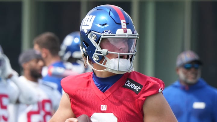 East Rutherford, NJ -- June 5, 2025 -- Quarterback, Jaxson Dart as the New York Giants players participate in their 2025 OTAÕs at the Quest Diagnostic Giants Training Center in East Rutherford.