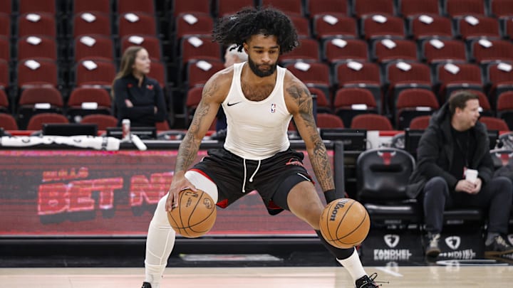 Jan 26, 2026; Chicago, Illinois, USA; Chicago Bulls guard Coby White (0) warms up before an NBA game against the Los Angeles Lakers at United Center. Mandatory Credit: Kamil Krzaczynski-Imagn Images Jan 26, 2026; Chicago, Illinois, USA; Chicago Bulls guard Coby White (0) warms up before an NBA game against the Los Angeles Lakers at United Center. Mandatory Credit: Kamil Krzaczynski-Imagn Images