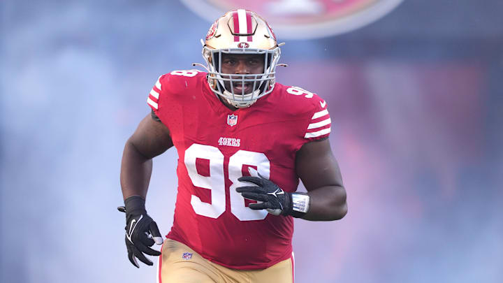 San Francisco 49ers defensive tackle Javon Hargrave jogs on the field before the game against the Dallas Cowboys at Levi's Stadium