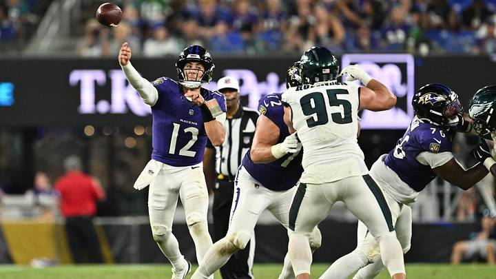 Aug 15, 2026; Baltimore, Maryland, USA; Baltimore Ravens quarterback Joe Fagnano (12) passes in the second half against the Philadelphia Eagles at M&T Bank Stadium. Mandatory Credit: Jamie Sabau-Imagn Images Aug 15, 2026; Baltimore, Maryland, USA; Baltimore Ravens quarterback Joe Fagnano (12) passes in the second half against the Philadelphia Eagles at M&T Bank Stadium. Mandatory Credit: Jamie Sabau-Imagn Images