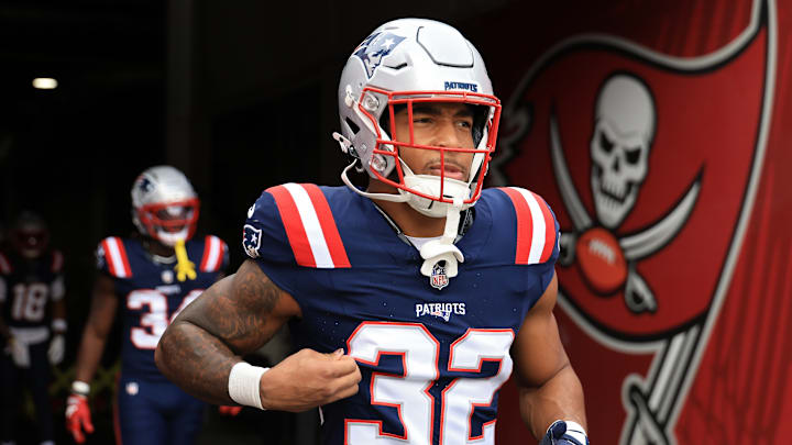 New England Patriots running back TreVeyon Henderson