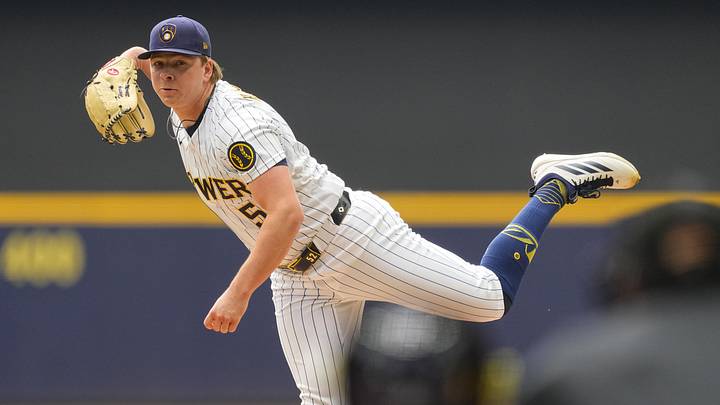 Jun 14, 2026; Milwaukee, Wisconsin, USA;  Milwaukee Brewers pitcher Kyle Harrison (52) throws a pitch during the first inning against the Philadelphia Phillies at American Family Field. Mandatory Credit: Jeff Hanisch-Imagn Images