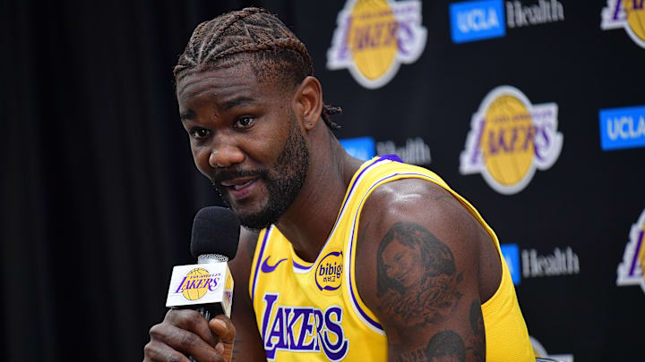 Sep 29, 2025; Los Angeles, CA, USA; Los Angeles Lakers center Deandre Ayton (5) during media day at UCLA Health Training Center. Mandatory Credit: Gary A. Vasquez-Imagn Images
