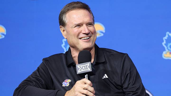 Oct 20, 2026; Kansas City, MO, USA; Kansas coach Bill Self is interviewed during the Big 12 Media Days event at T-Mobile Center. Mandatory Credit: William Purnell-Imagn Images Oct 20, 2026; Kansas City, MO, USA; Kansas coach Bill Self is interviewed during the Big 12 Media Days event at T-Mobile Center. Mandatory Credit: William Purnell-Imagn Images