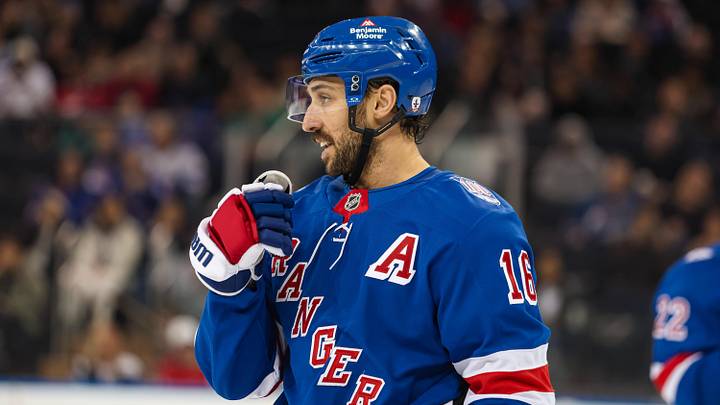 Apr 5, 2026; New York, New York, USA; New York Rangers center Vincent Trocheck (16) skates against the Washington Capitals during the second period at Madison Square Garden. Mandatory Credit: Danny Wild-Imagn Images Apr 5, 2026; New York, New York, USA; New York Rangers center Vincent Trocheck (16) skates against the Washington Capitals during the second period at Madison Square Garden. Mandatory Credit: Danny Wild-Imagn Images