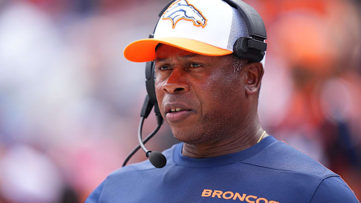 Aug 25, 2024; Denver, Colorado, USA; Denver Broncos defensive coordinator Vance Joseph during the first quarter against the Arizona Cardinals at Empower Field at Mile High. Mandatory Credit: Ron Chenoy-Imagn Images Aug 25, 2024; Denver, Colorado, USA; Denver Broncos defensive coordinator Vance Joseph during the first quarter against the Arizona Cardinals at Empower Field at Mile High. Mandatory Credit: Ron Chenoy-Imagn Images