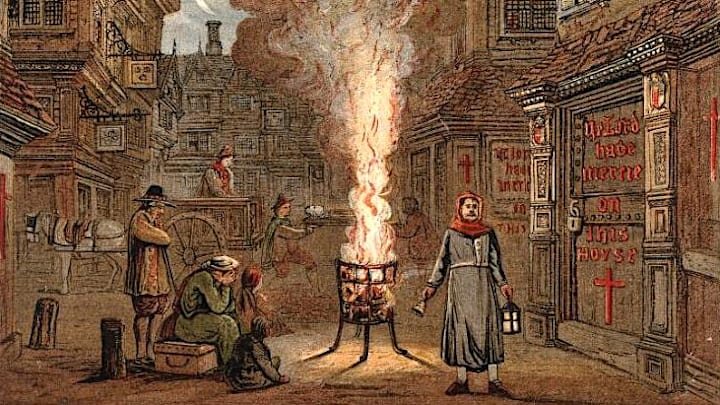 A 19th-century illustration of London during the Great Plague.