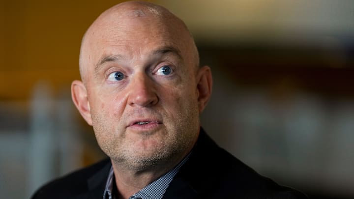 Cincinnati Bengals director of player personnel, Duke Tobin, speaks during the annual Cincinnati Bengals media day event at Paycor Stadium in downtown Cincinnati on Monday, July 21, 2025. Cincinnati Bengals director of player personnel, Duke Tobin, speaks during the annual Cincinnati Bengals media day event at Paycor Stadium in downtown Cincinnati on Monday, July 21, 2025.