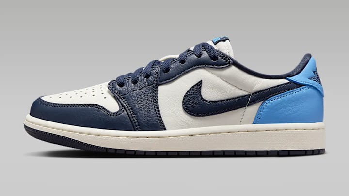 The Air Jordan 1 Low OG "Obsidian" colorway.