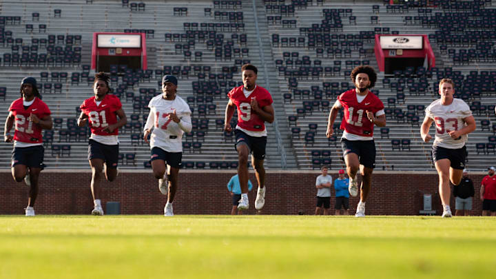 The Ole Miss Rebels held a team run inside Vaught-Hemingway Stadium on June 22 in preparation for the 2024 season.