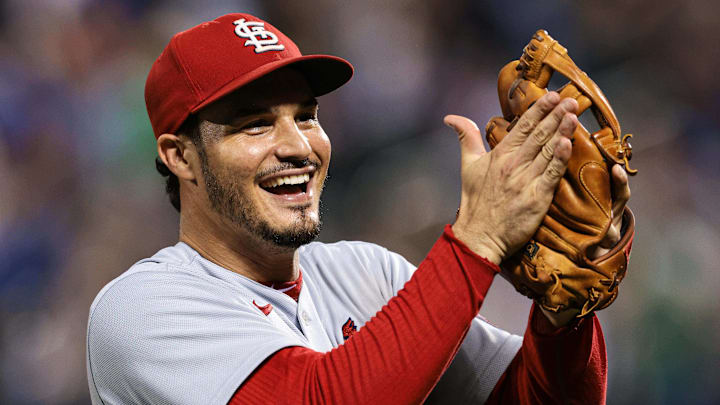 Sep 15, 2021; New York City, New York, USA; St. Louis Cardinals third baseman Nolan Arenado (28) reacts after right fielder Lars Nootbaar (not pictured) robbed New York Mets first baseman Pete Alonso (not pictured) of a home run during the seventh inning at Citi Field. Mandatory Credit: Vincent Carchietta-Imagn Images Sep 15, 2021; New York City, New York, USA; St. Louis Cardinals third baseman Nolan Arenado (28) reacts after right fielder Lars Nootbaar (not pictured) robbed New York Mets first baseman Pete Alonso (not pictured) of a home run during the seventh inning at Citi Field. Mandatory Credit: Vincent Carchietta-Imagn Images