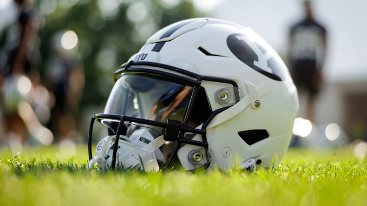 BYU football helmet at Fall Camp BYU football helmet at Fall Camp