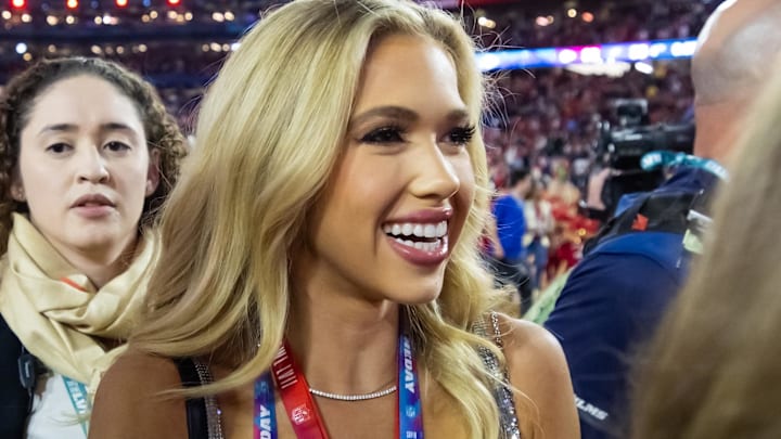 Feb 12, 2023; Glendale, Arizona, US; Kansas City Chiefs ownership family member Gracie Hunt against the Philadelphia Eagles during Super Bowl LVII at State Farm Stadium. Feb 12, 2023; Glendale, Arizona, US; Kansas City Chiefs ownership family member Gracie Hunt against the Philadelphia Eagles during Super Bowl LVII at State Farm Stadium.