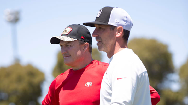 San Francisco 49ers general manager John Lynch (L) and head coach Kyle Shanahan (R)