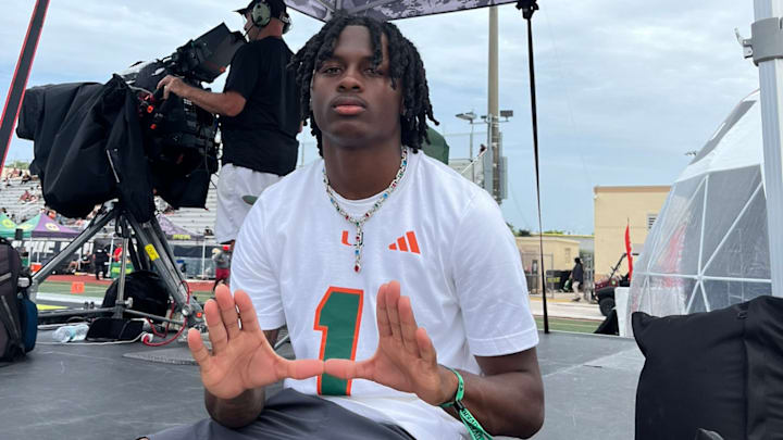 Miami QB Commit Dereon Coleman repping a Cam Ward tshirt at the OT7 Playoffs Miami QB Commit Dereon Coleman repping a Cam Ward tshirt at the OT7 Playoffs