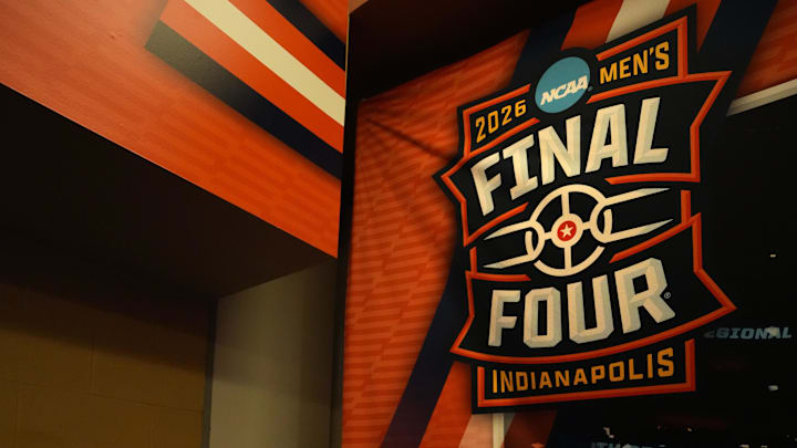 Apr 2, 2026; Indianapolis, IN, USA; Illinois Fighting Illini center Tomislav Ivisic (13) during open locker room at the Final Four. Mandatory Credit: Bob Donnan-Imagn Images