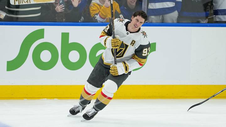 Jan 23, 2026; Toronto, Ontario, CAN; Vegas Golden Knights right wing Mitch Marner (93) skates during the warmup before a game against the Toronto Maple Leafs at Scotiabank Arena. Mandatory Credit: Nick Turchiaro-Imagn Images Jan 23, 2026; Toronto, Ontario, CAN; Vegas Golden Knights right wing Mitch Marner (93) skates during the warmup before a game against the Toronto Maple Leafs at Scotiabank Arena. Mandatory Credit: Nick Turchiaro-Imagn Images