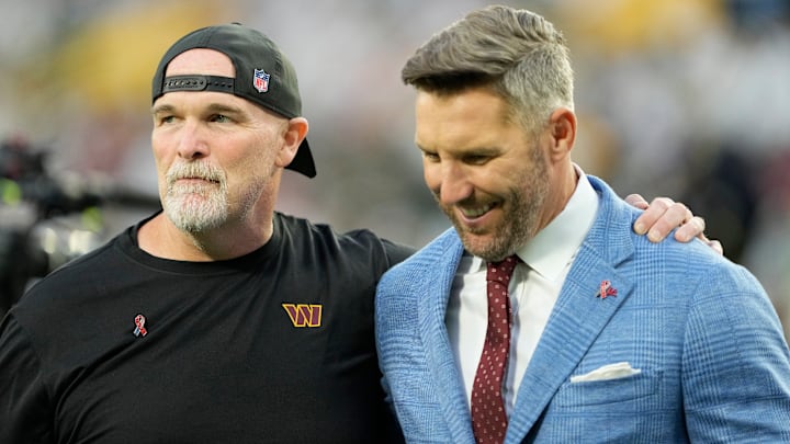 Washington Commanders head coach Dan Quinn and general manager Adam Peters