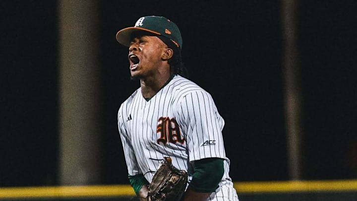 Miami Hurricanes Rob Evans pitcher against Virginia Tech