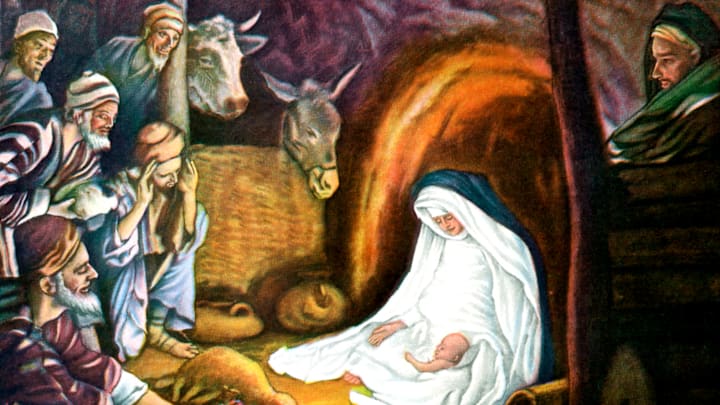 Nativity scene by JJT: French painter, 1836- 1902. 