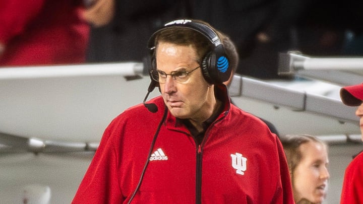 Indiana Head Coach Curt Cignetti watches during the College Football Playoff National Championship college football game at Hard Rock Stadium in Miami Gardens on Monday, Jan. 19, 2026.