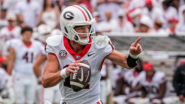 Georgia quarterback Gunner Stockton leads the nation in pass efficiency at 259.27. Georgia quarterback Gunner Stockton leads the nation in pass efficiency at 259.27.