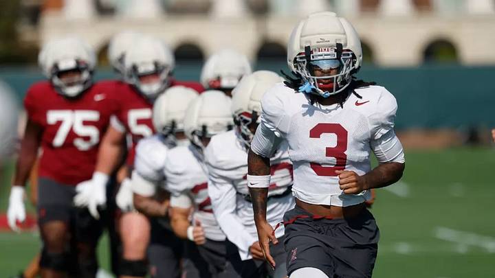 8/24/26 MFB Fall Camp Practice 15 Alabama Defensive Back Keon Sabb (3)Photo by Kent Gidley
