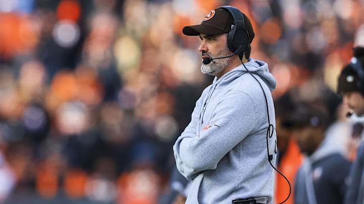 Dec 22, 2024; Cincinnati, Ohio, USA; Cleveland Browns head coach Kevin Stefanski during the second half in the game against the Cincinnati Bengals at Paycor Stadium. Mandatory Credit: Katie Stratman-Imagn Images