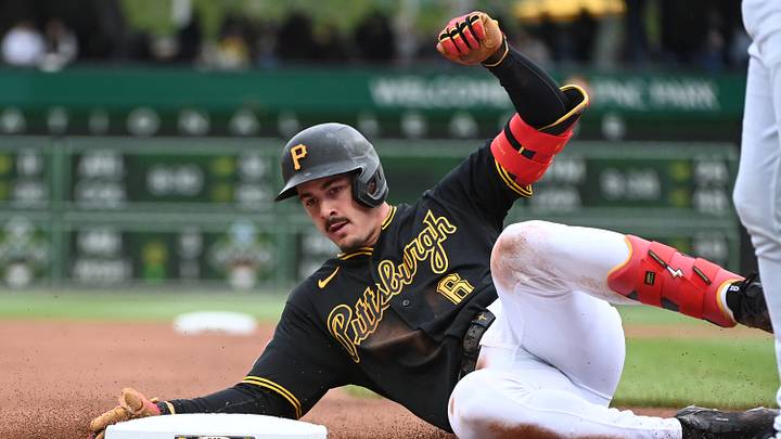 May 2, 2026; Pittsburgh, Pennsylvania, USA; Pittsburgh Pirates shortstop Konnor Griffin slides into third base for a triple against the Cincinnati Reds during the fourth inning at PNC Park. Mandatory Credit: Philip G. Pavely-Imagn Images May 2, 2026; Pittsburgh, Pennsylvania, USA; Pittsburgh Pirates shortstop Konnor Griffin slides into third base for a triple against the Cincinnati Reds during the fourth inning at PNC Park. Mandatory Credit: Philip G. Pavely-Imagn Images