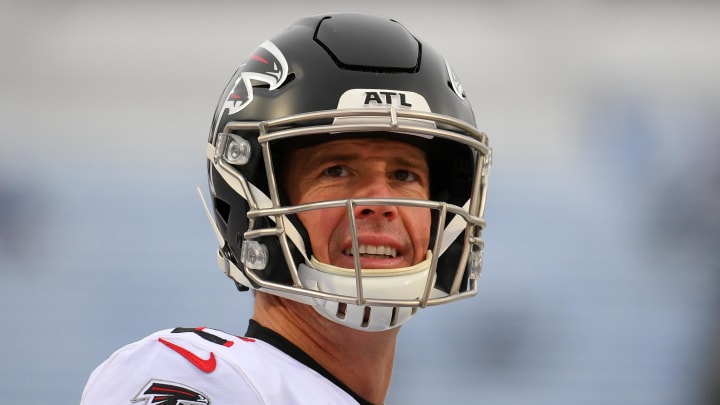 Atlanta Falcons quarterback Matt Ryan looks on prior to the game against the Buffalo Bills at Highmark Stadium.