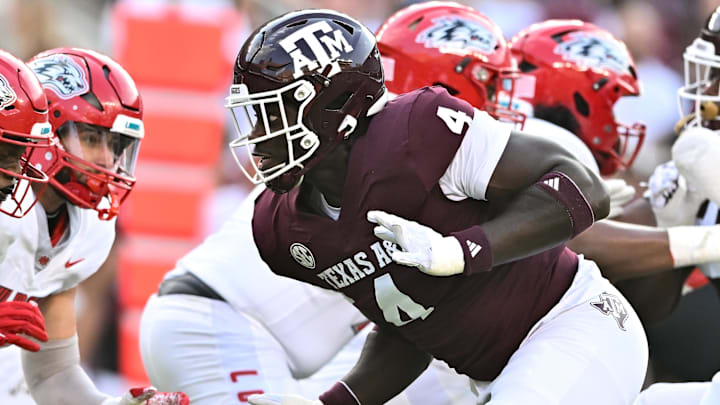 Texas A&M Aggies defensive lineman Shemar Stewart in action during the first half against the New Mexico Lobos.